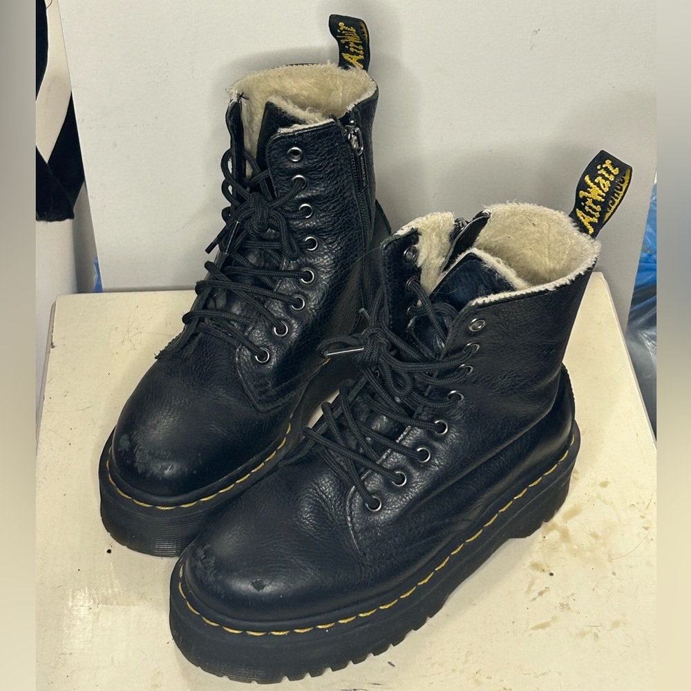 Black Doc Martens platform leather boots